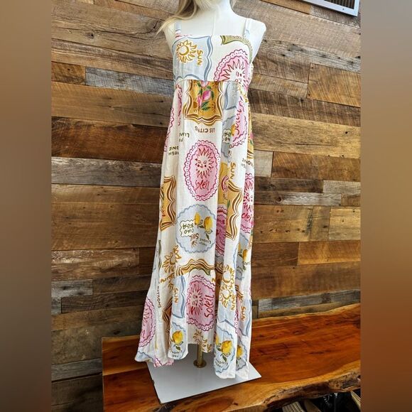 Paper Heart Dolce Vita multi colored linen blend spaghetti strap tiered dress SM - Picture 8 of 12